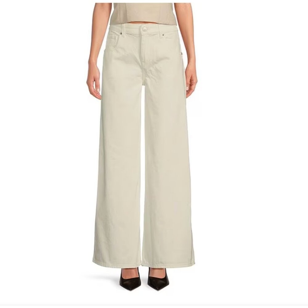 Gianni Bini x Lilly Sisto Ellie Ecru Wash Denim High Rise Wide Leg 29